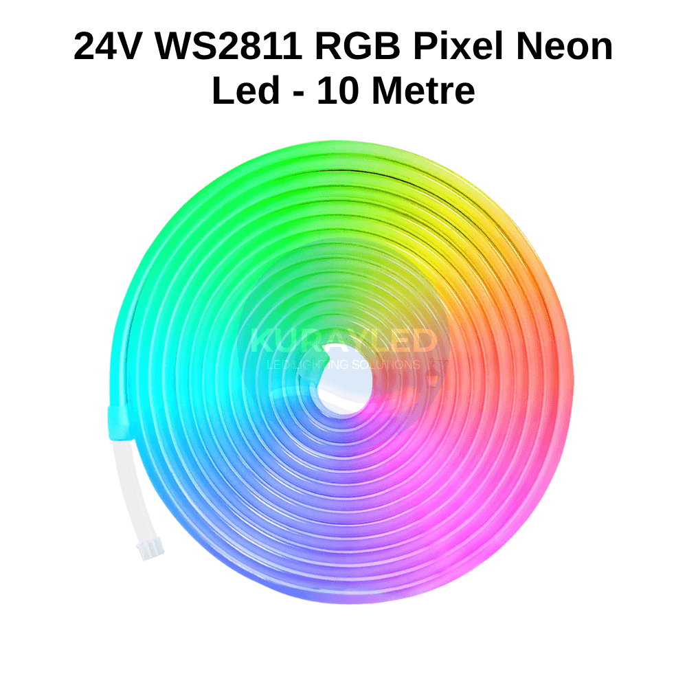 24V WS2811 RGB Pixel Neon LED IP67 – 10 Metre | Adreslenebilir Neon Şerit LED