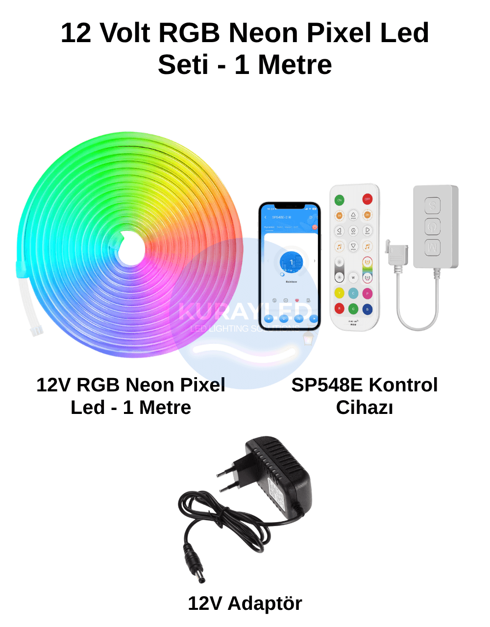 IP67 RGB Pixel LED Seti | 12V Su Geçirmez RGB Pixel LED + SP548E WiFi/Bluetooth