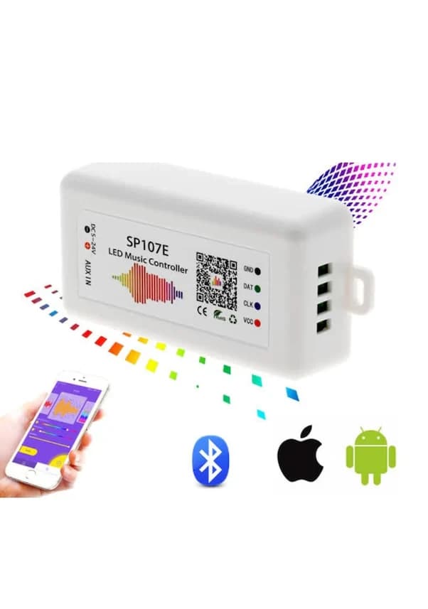 SP107E Müzik Kontrol Cihazı Bluetoothlu WS2811-WS2812 RGB Pixel Led — Görsel 1