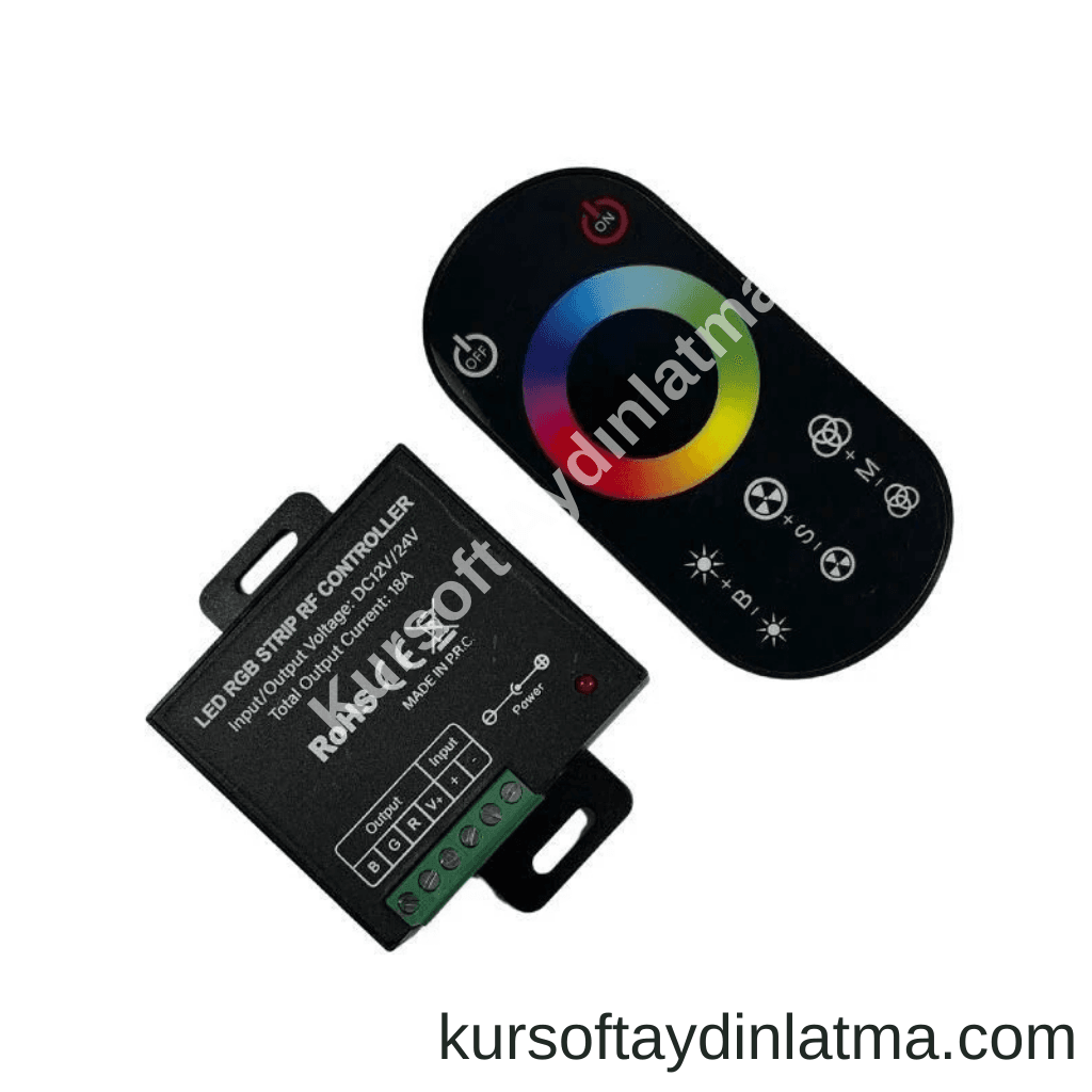 Slim Touch Dokunmatik RGB LED Kontrol Devresi | 12–24V | 18A | Uzaktan Kumandalı — Görsel 1