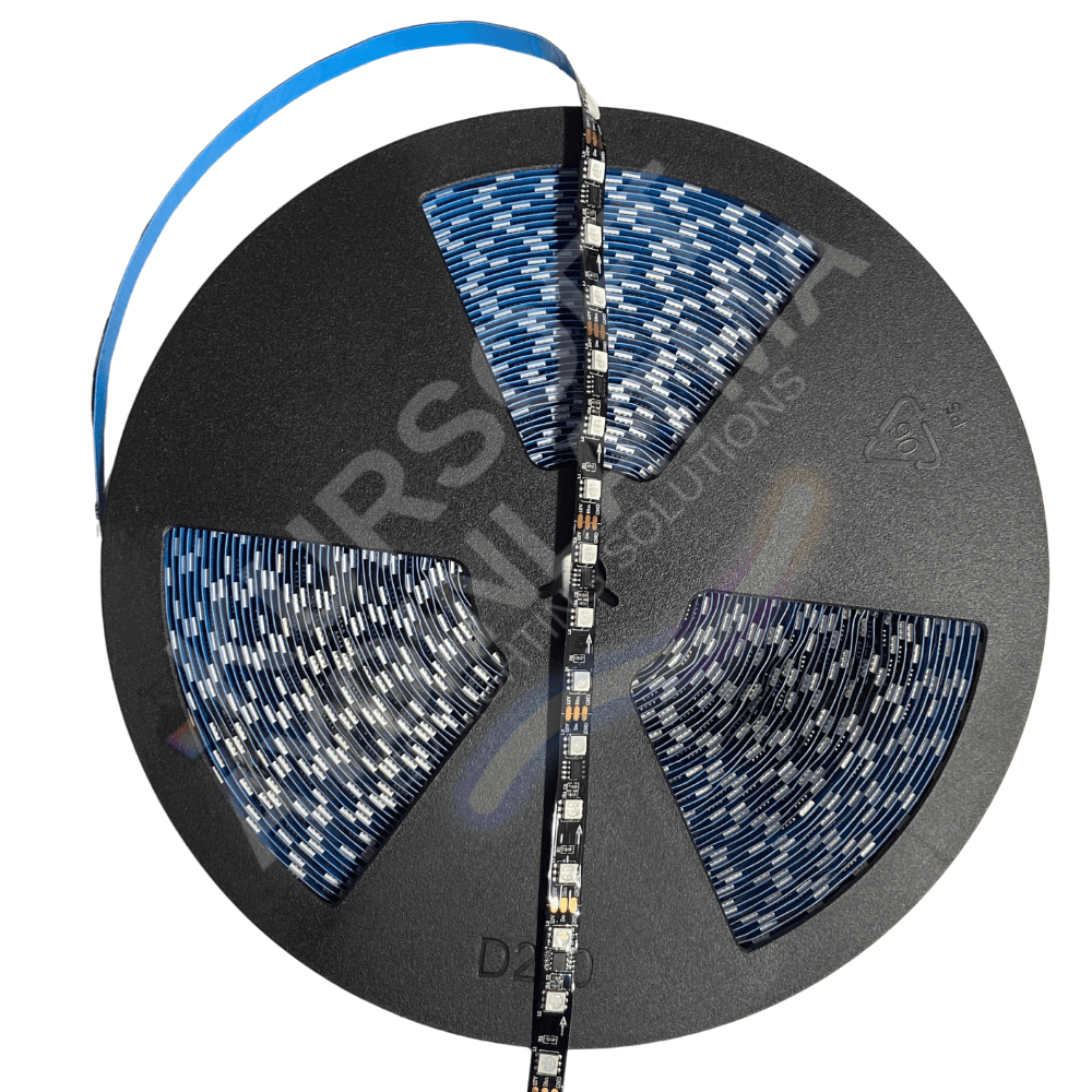 SM16703 IP30 RGB Pixel Şerit LED 12V – 20 Metre | 60 LED/m | Uzun Rulo İç Mekan