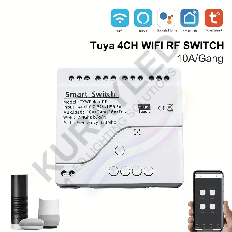 4 Kanallı Wi-Fi/RF Smart Switch Röle - Akıllı Anahtar | Otomasyon, Mobile App